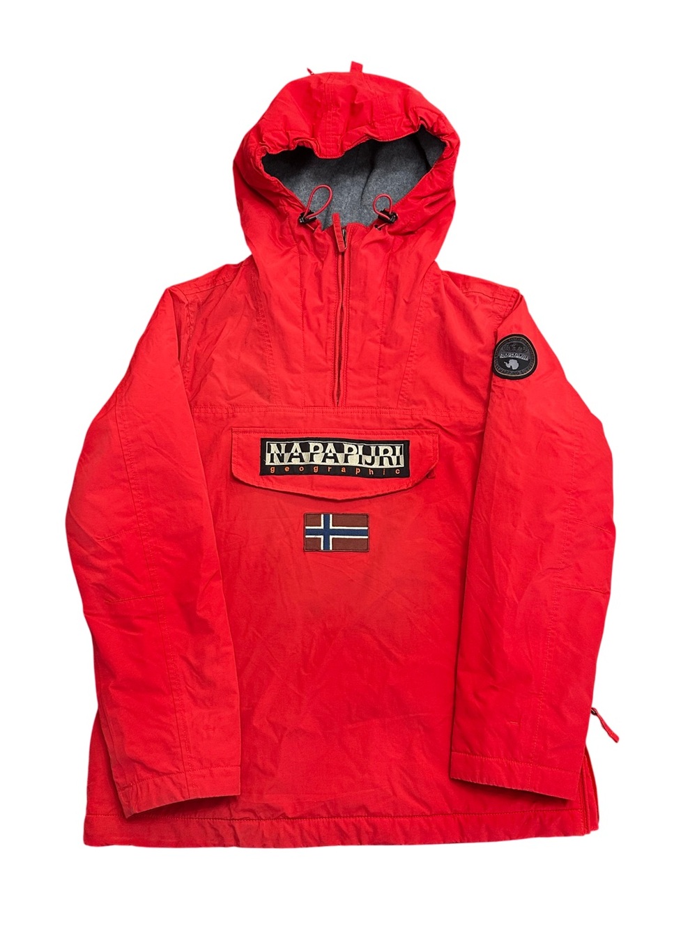 Vintage Napapijri Rainforest Fleece Lined Anorak Jacket Red